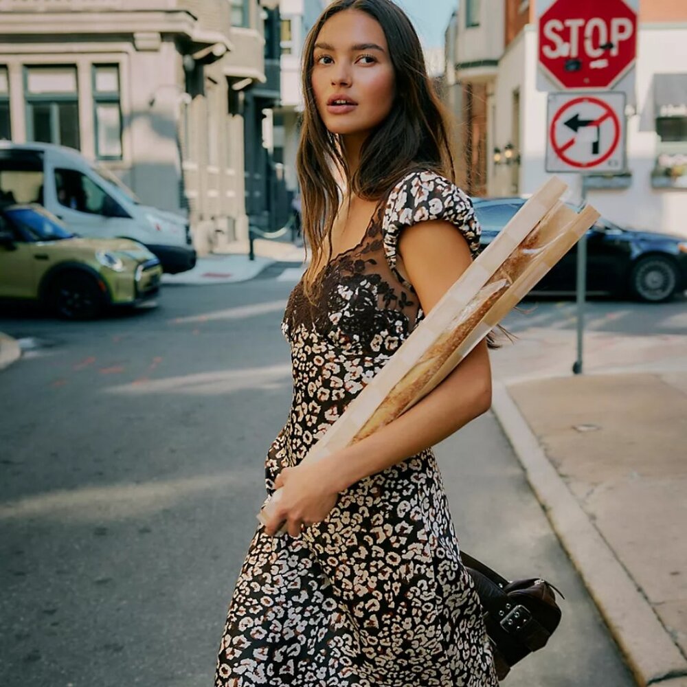 Free people butterfly maxi dress in chocolate combo